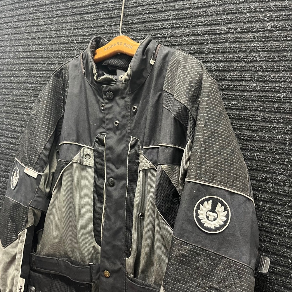 Belstaff Motorcycle Jacket Mens XL Black Grey Knox Armor Technical Riding Coat